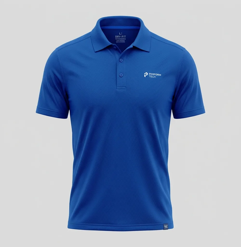 เสื้อโปโลผ้ากีฬา Dry-Fit สีน้ำเงินรอยัลบลู ตัวอย่างเสื้อทีมสปอร์ตพรีเมียม